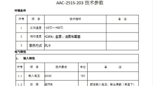 AAC-251S-203电源参数1